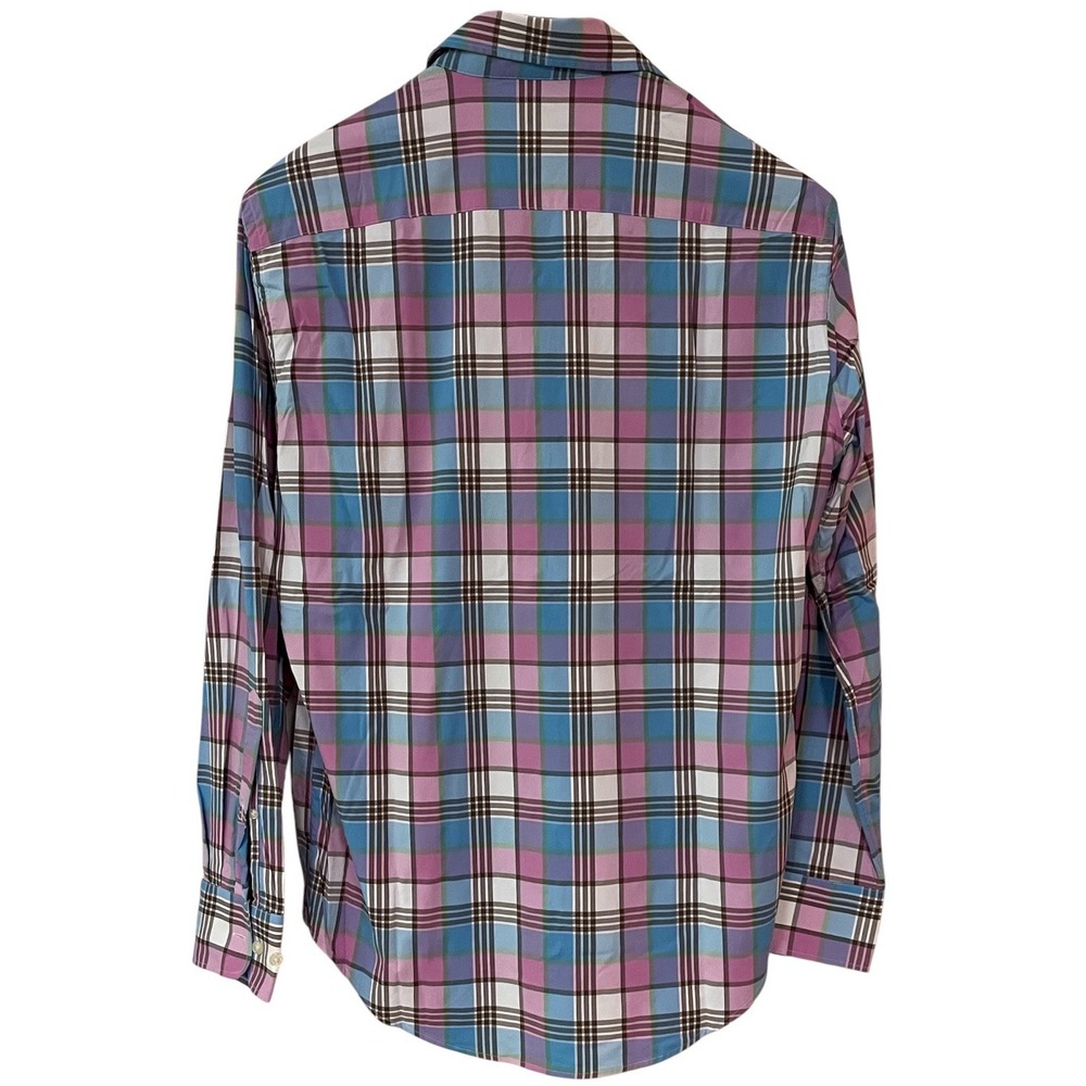 Peter Millar Summer Comfort Performance Mens Pink Blue Plaid Button Up Shirt M - Picture 2 of 14